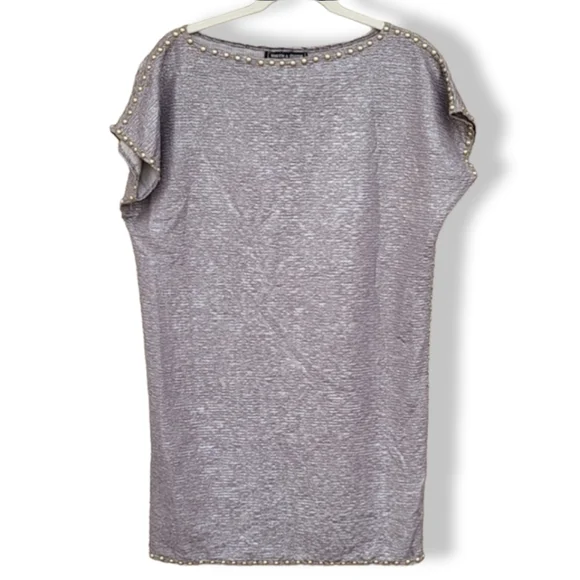 VINTAGE 80's SMITH & SMITH NYC Studded Shift Dress Small Mini Textured Crinkled - Picture 14 of 16